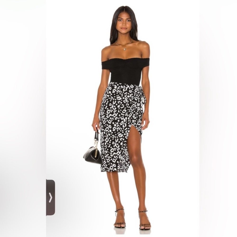 Lovers + Friends Black and White Asymmetrical Wrap Skirt